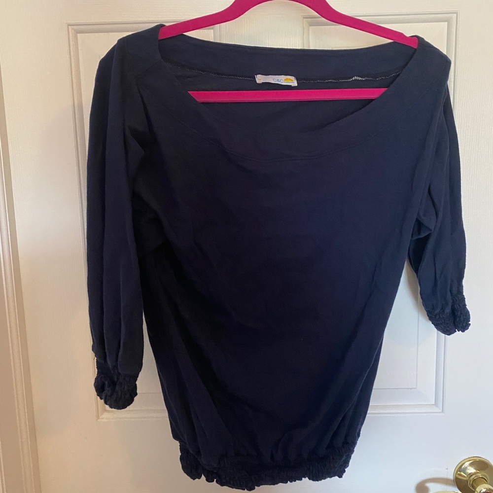 Navy Boat Neck 3/4 shirt